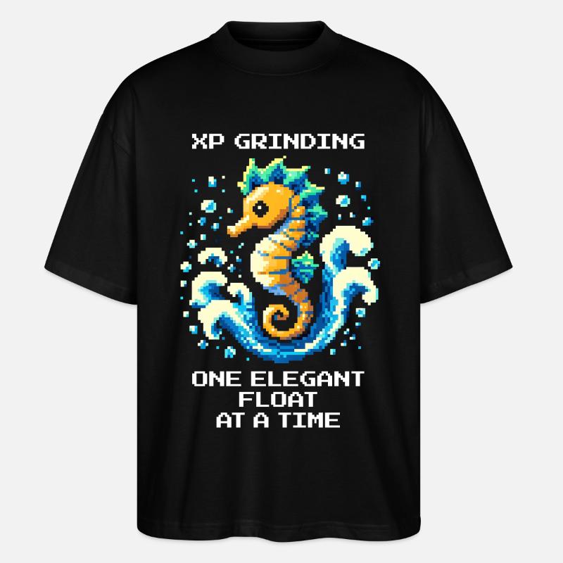 XP-Grind : flotter élégamment | Hippocampe - T-shirt bio Blaster 2.0 coupe oversize Stanley/Stella Unisexe - noir
