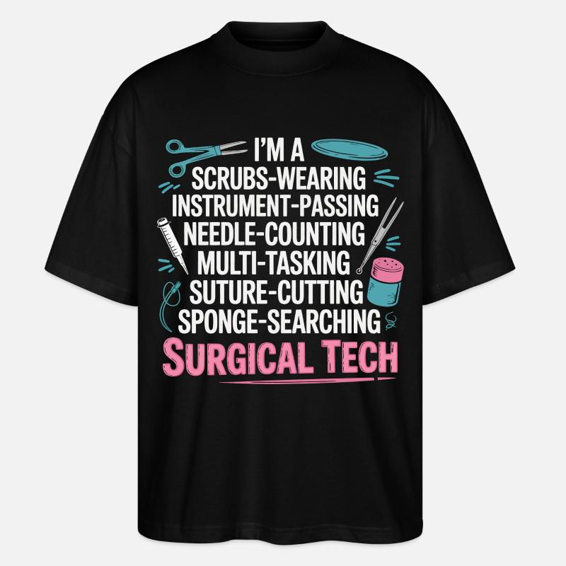 Surgical Tech Power Wortkunst - Stanley/Stella Oversized Unisex Bio T-Shirt Blaster 2.0 - Schwarz