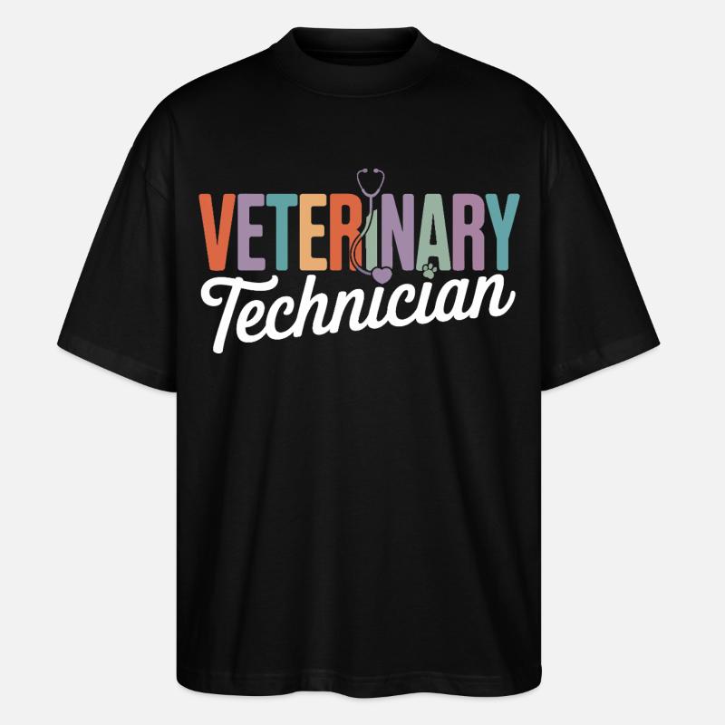 Veterinary Technician Rainbow Logo - Stanley/Stella Oversized Unisex Organic T-shirt Blaster 2.0 - black