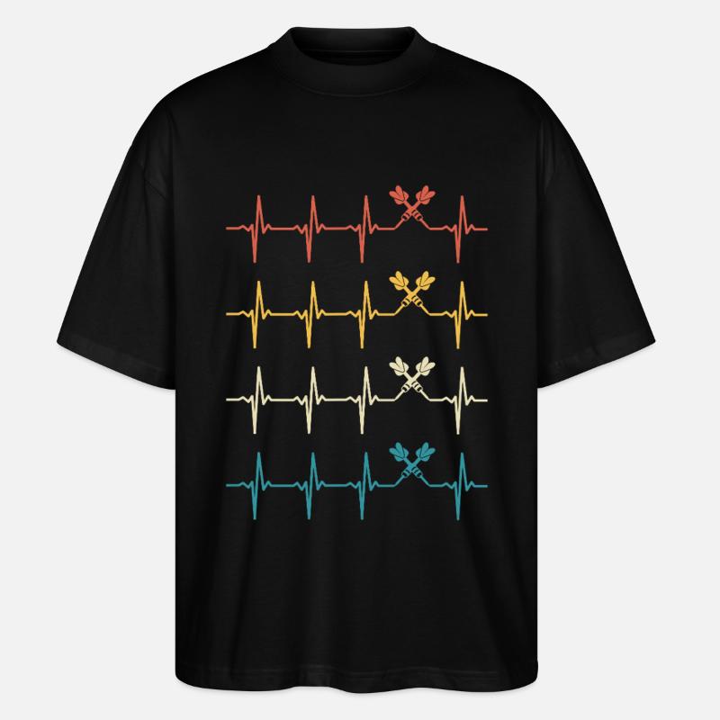 Dart Herzschlag Retro Darts Darter - Stanley/Stella Oversized Unisex Bio T-Shirt Blaster 2.0 - Schwarz