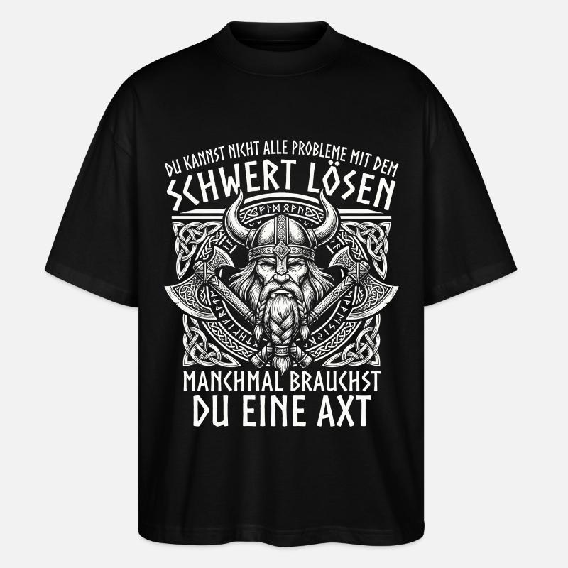 Comic Wikinger: Der tapfere Krieger - Stanley/Stella Oversized Unisex Bio T-Shirt Blaster 2.0 - Schwarz