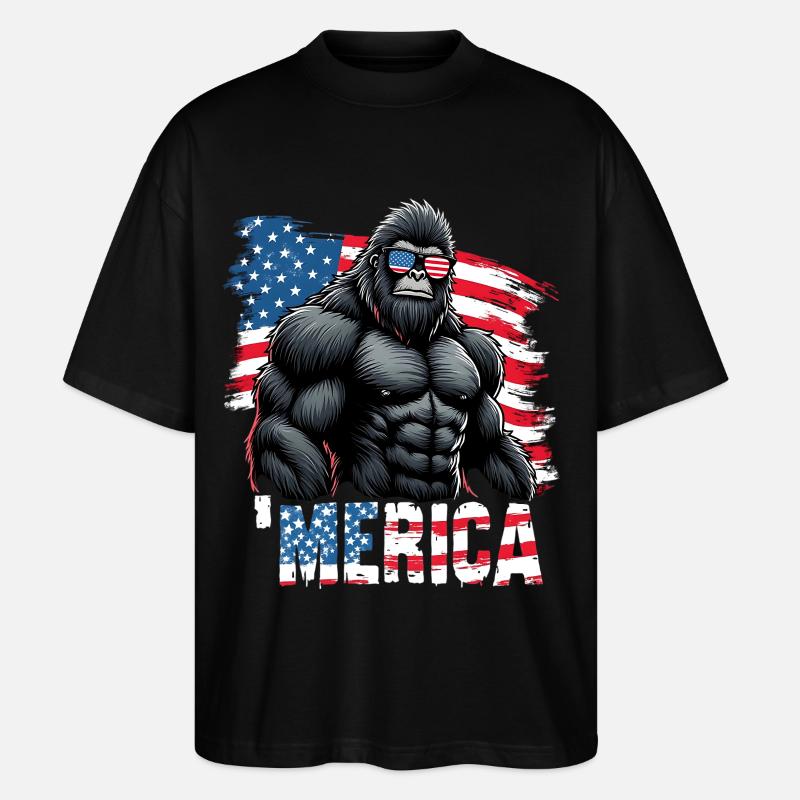Muskelgorilla mit Flagge - Stanley/Stella Oversized Unisex Bio T-Shirt Blaster 2.0 - Schwarz