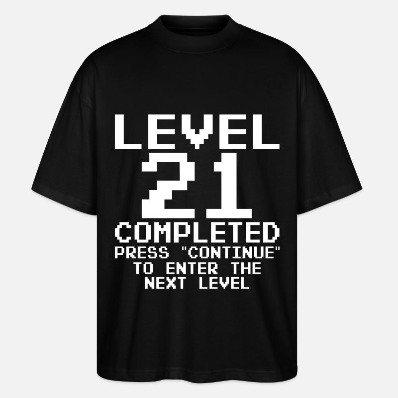 Level 21 Completed Pixel Quest - Stanley/Stella Oversized Unisex Organic T-shirt Blaster 2.0 - black