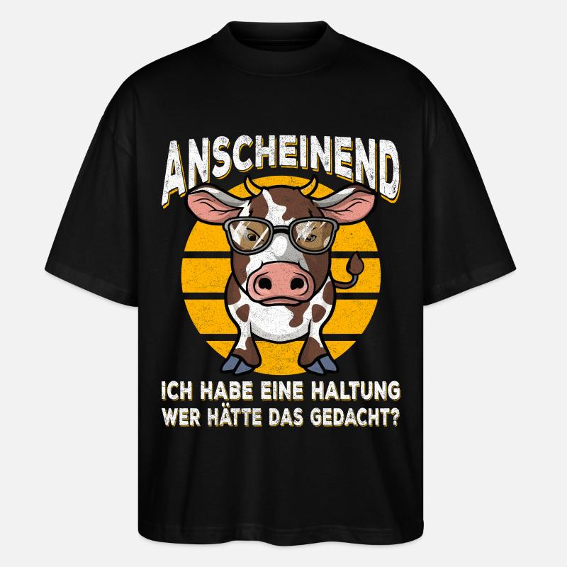 Kuh mit Stil Haltung Spruch - Stanley/Stella Oversized Unisex Bio T-Shirt Blaster 2.0 - Schwarz