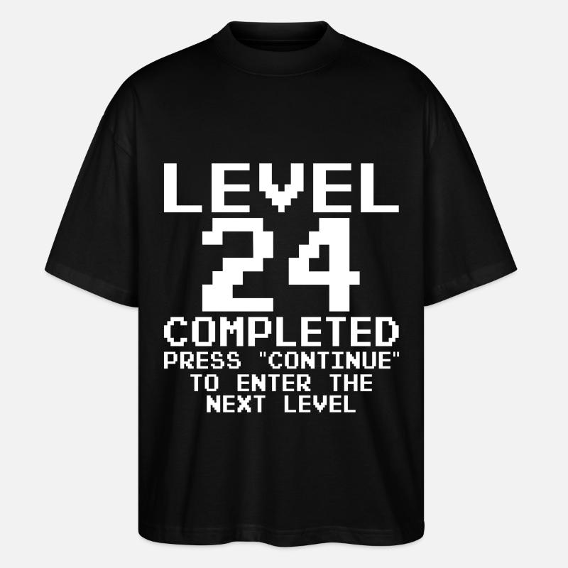 Level 24 Abgeschlossen – Pixel Retro - Stanley/Stella Oversized Unisex Bio T-Shirt Blaster 2.0 - Schwarz