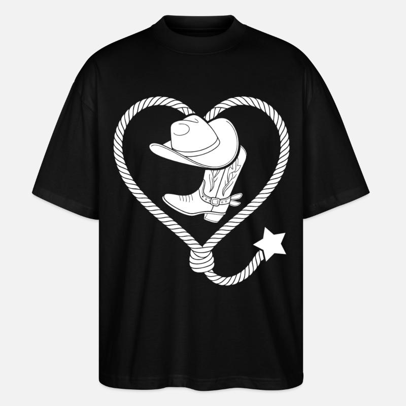 Herz Lasso Line Dance Stetson - Stanley/Stella Oversized Unisex Bio T-Shirt Blaster 2.0 - Schwarz