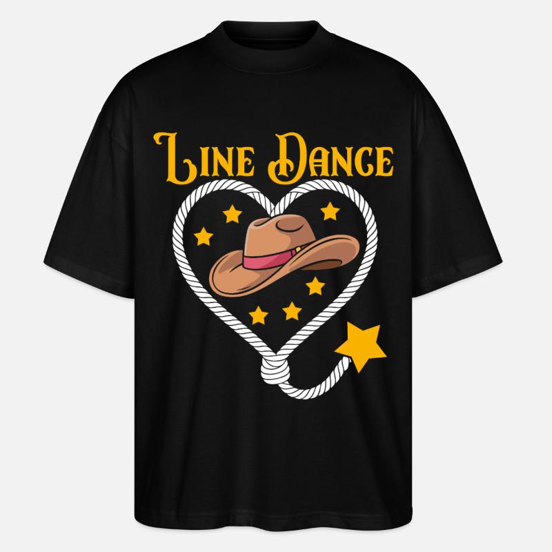Line Dance Herz Hut - Stanley/Stella Oversized Unisex Bio T-Shirt Blaster 2.0 - Schwarz