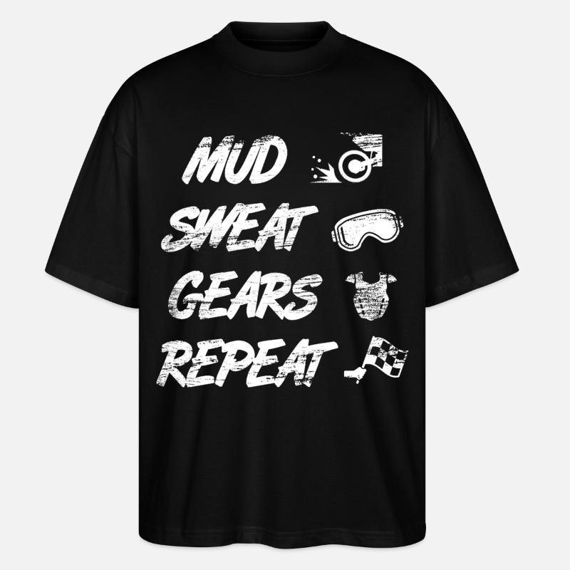 Mud Sweat Gears Repeat - Stanley/Stella Oversized Unisex Bio T-Shirt Blaster 2.0 - Schwarz