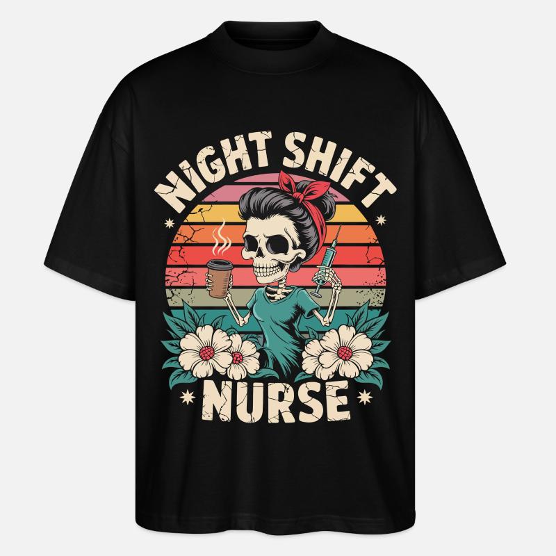 Night Shift Nurse Retro - Stanley/Stella Oversized Unisex Organic T-shirt Blaster 2.0 - black