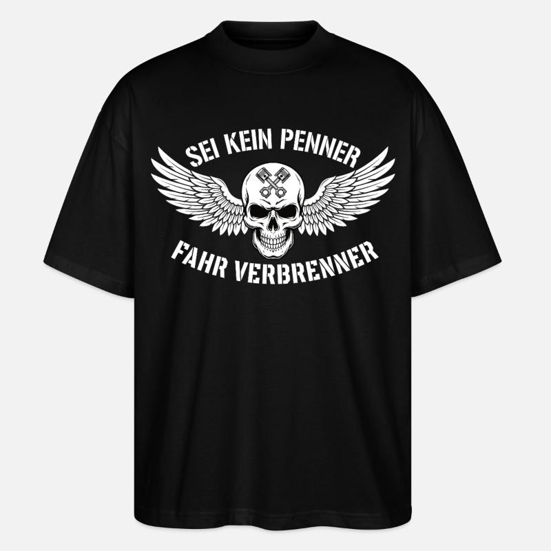 Ride Combustion Engine – Biker Skull Statement - Stanley/Stella Oversized Unisex Organic T-shirt Blaster 2.0 - black