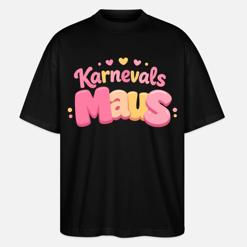 Karnevalsmaus Kölsche Mädsche – Karneval Köln - Stanley/Stella Oversized Unisex Bio T-Shirt Blaster 2.0 - Schwarz