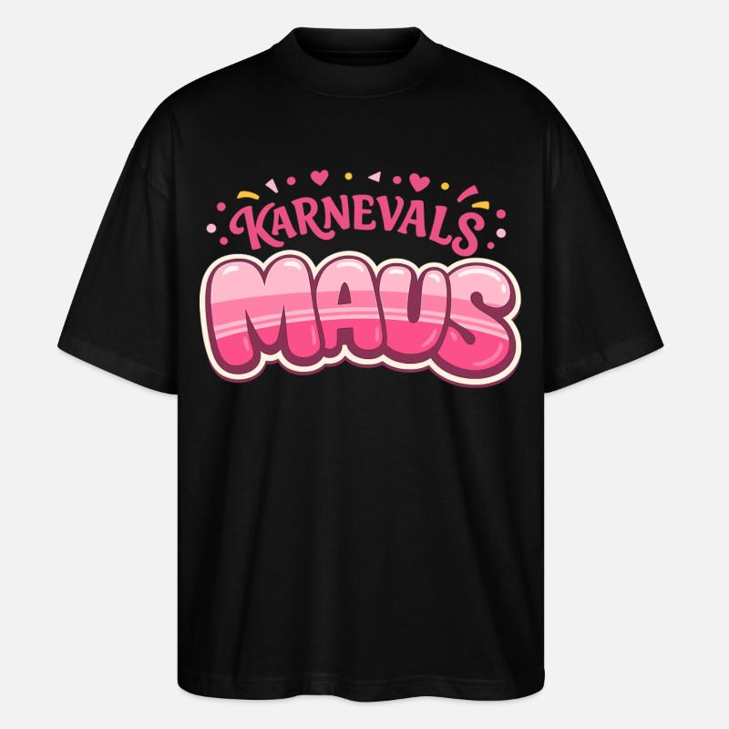 Karnevalsmaus Köln – Kölner Karneval - Stanley/Stella Oversized Unisex Bio T-Shirt Blaster 2.0 - Schwarz