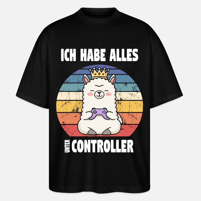 lama playing videogame - Stanley/Stella Oversized Unisex Bio T-Shirt Blaster 2.0 - Schwarz