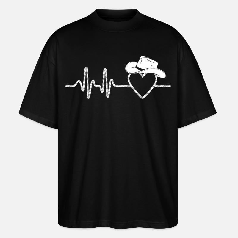 Herzschlag mit Hut Silhouette - Stanley/Stella Oversized Unisex Bio T-Shirt Blaster 2.0 - Schwarz
