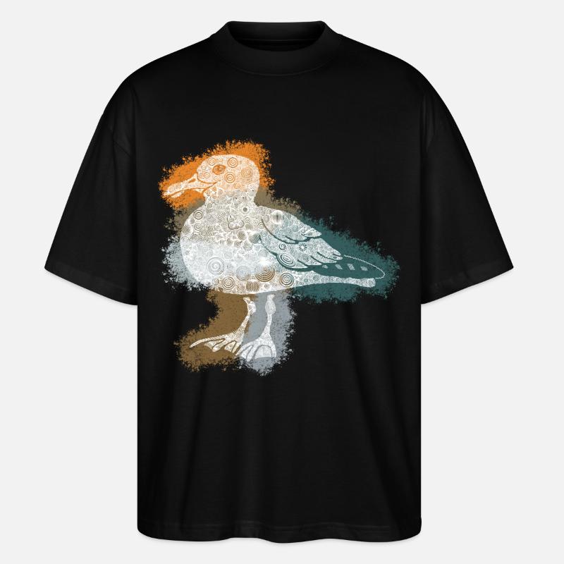 Zentangle-Möwe - Stanley/Stella Oversized Unisex Bio T-Shirt Blaster 2.0 - Schwarz
