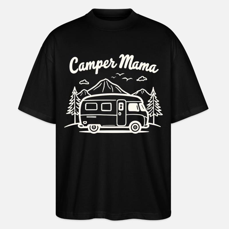 Camper Mama Abenteuer Berge Campingbus - Stanley/Stella Oversized Unisex Bio T-Shirt Blaster 2.0 - Schwarz