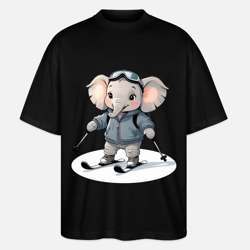 Sweat à capuche éléphant skiant - T-shirt bio Blaster 2.0 coupe oversize Stanley/Stella Unisexe - noir