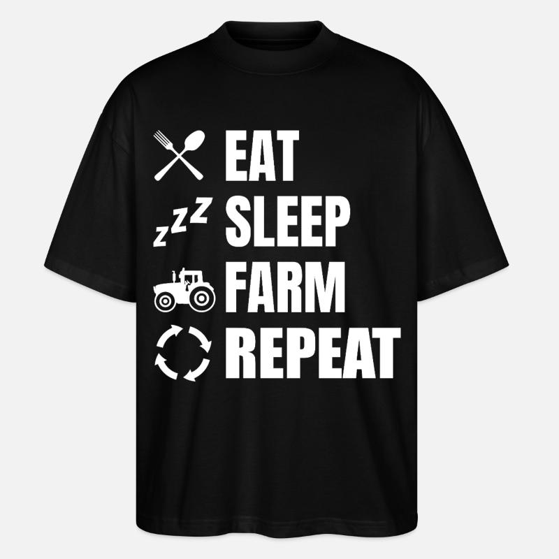 Manger, dormir, labourer, répéter - T-shirt bio Blaster 2.0 coupe oversize Stanley/Stella Unisexe - noir