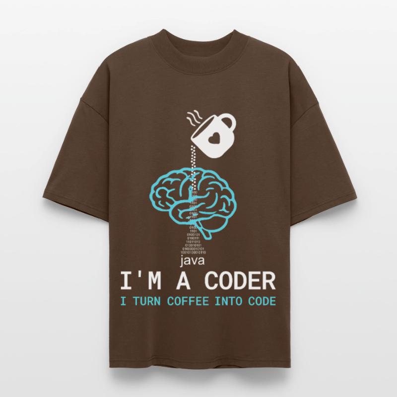 T-shirt Coder : Du café dans le code – Nerdy Programmie T-shirt bio Blaster 2.0 coupe oversize Stanley/Stella Unisexe