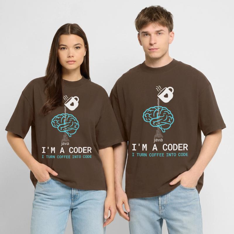 T-shirt Coder : Du café dans le code – Nerdy Programmie T-shirt bio Blaster 2.0 coupe oversize Stanley/Stella Unisexe