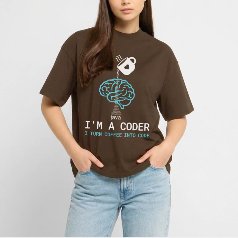 T-shirt Coder : Du café dans le code – Nerdy Programmie T-shirt bio Blaster 2.0 coupe oversize Stanley/Stella Unisexe