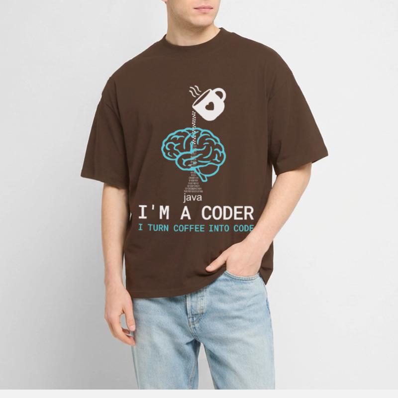 T-shirt Coder : Du café dans le code – Nerdy Programmie T-shirt bio Blaster 2.0 coupe oversize Stanley/Stella Unisexe