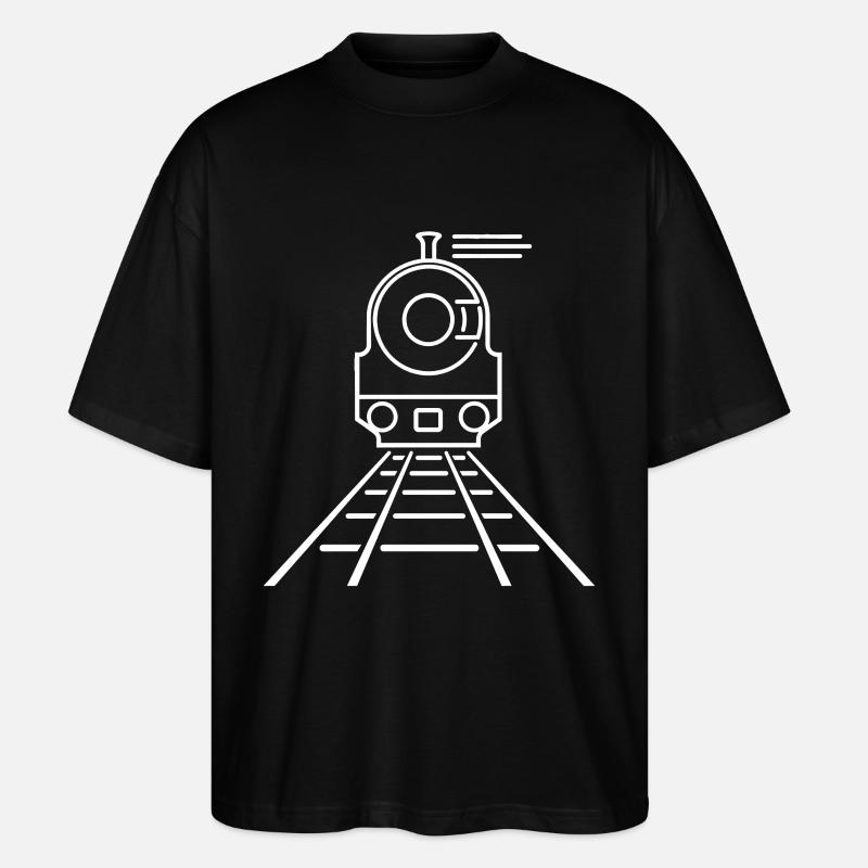 Cartoon Eisenbahn - Stanley/Stella Oversized Unisex Bio T-Shirt Blaster 2.0 - Schwarz