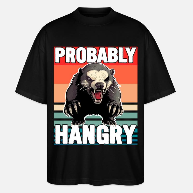 Honigdachs wahrscheinlich hungrig - Stanley/Stella Oversized Unisex Bio T-Shirt Blaster 2.0 - Schwarz