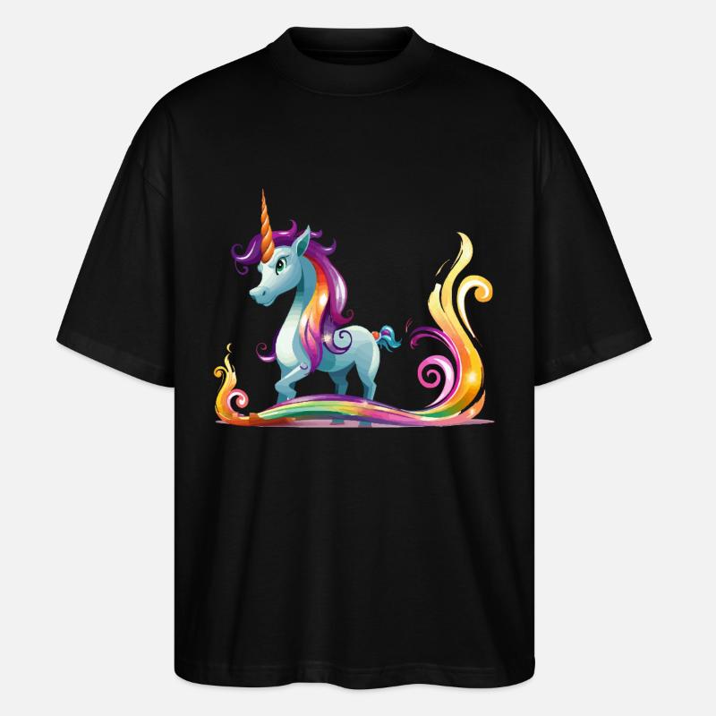 Regenbogen-Einhorn Farbströme - Stanley/Stella Oversized Unisex Bio T-Shirt Blaster 2.0 - Schwarz