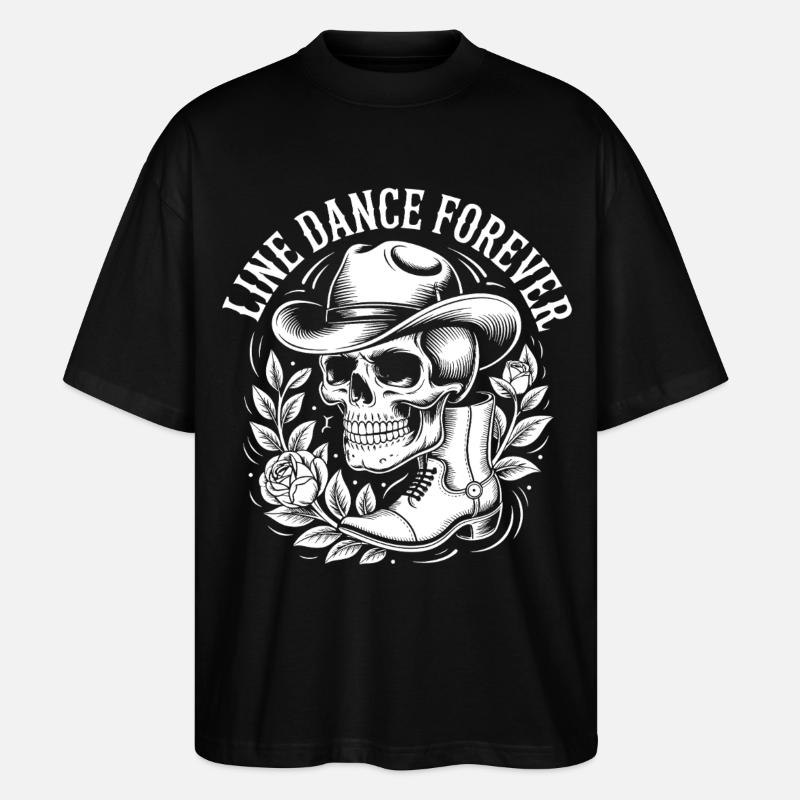 Line Dance Totenkopf Western - Stanley/Stella Oversized Unisex Bio T-Shirt Blaster 2.0 - Schwarz