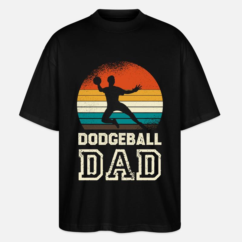 Dodgeballdad au Retro Sunset - T-shirt bio Blaster 2.0 coupe oversize Stanley/Stella Unisexe - noir