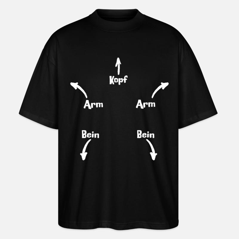 Kopf Arm Bein Diagramm - Stanley/Stella Oversized Unisex Bio T-Shirt Blaster 2.0 - Schwarz
