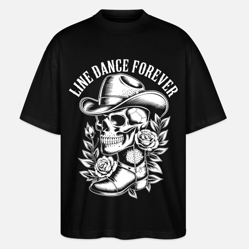 Bone Cowboy with Flower Frame - Stanley/Stella Oversized Unisex Organic T-shirt Blaster 2.0 - black