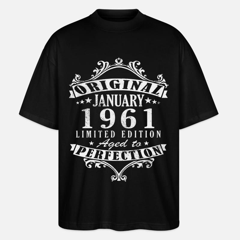 65e anniversaire Millésime janvier 1961 - T-shirt bio Blaster 2.0 coupe oversize Stanley/Stella Unisexe - noir