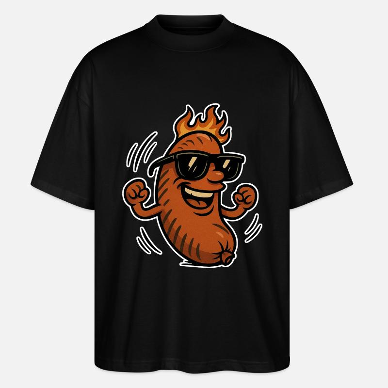 Bratwurst mit Sonnebrille - Stanley/Stella Oversized Unisex Bio T-Shirt Blaster 2.0 - Schwarz