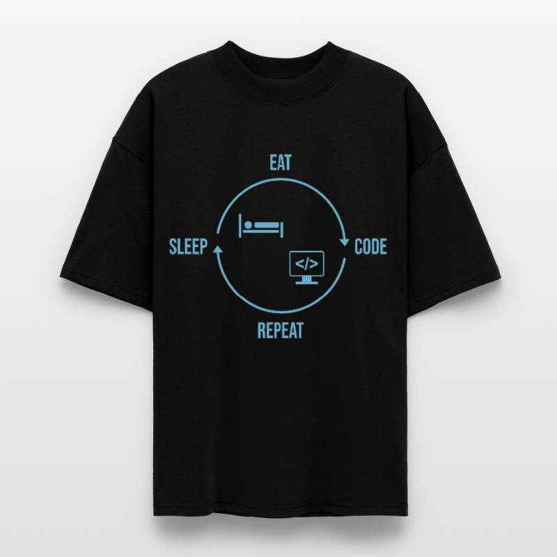 Eat Sleep Code Repeat - Programmer Cycle Stanley/Stella Oversized Unisex Organic T-shirt Blaster 2.0