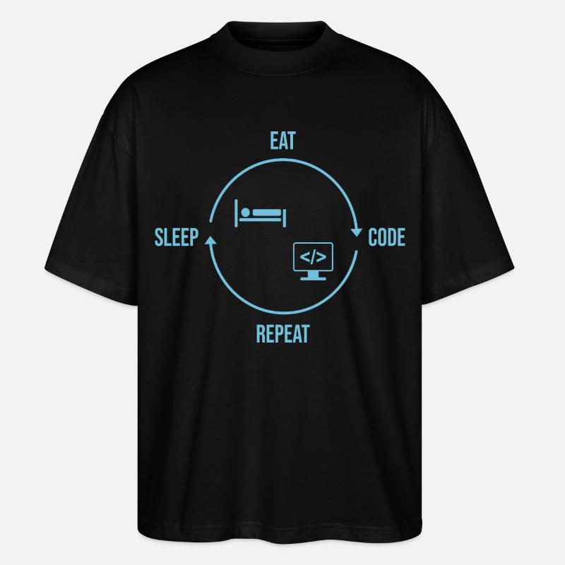 Eat Sleep Code Repeat - Programmer Cycle - Stanley/Stella Oversized Unisex Organic T-shirt Blaster 2.0 - black