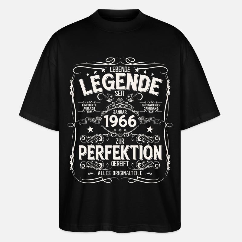 60th Birthday Legend January 1966 - Stanley/Stella Oversized Unisex Organic T-shirt Blaster 2.0 - black