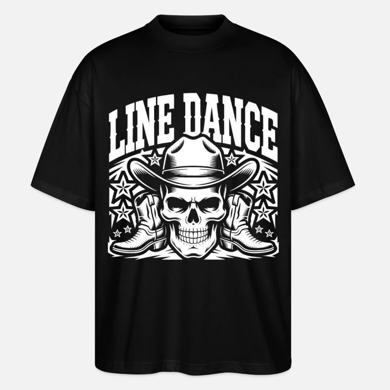 Line Dance Schädel Cowboy - Stanley/Stella Oversized Unisex Bio T-Shirt Blaster 2.0 - Schwarz