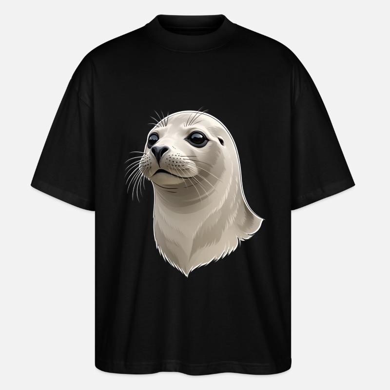 Seehund Kopf Illustration - Stanley/Stella Oversized Unisex Bio T-Shirt Blaster 2.0 - Schwarz