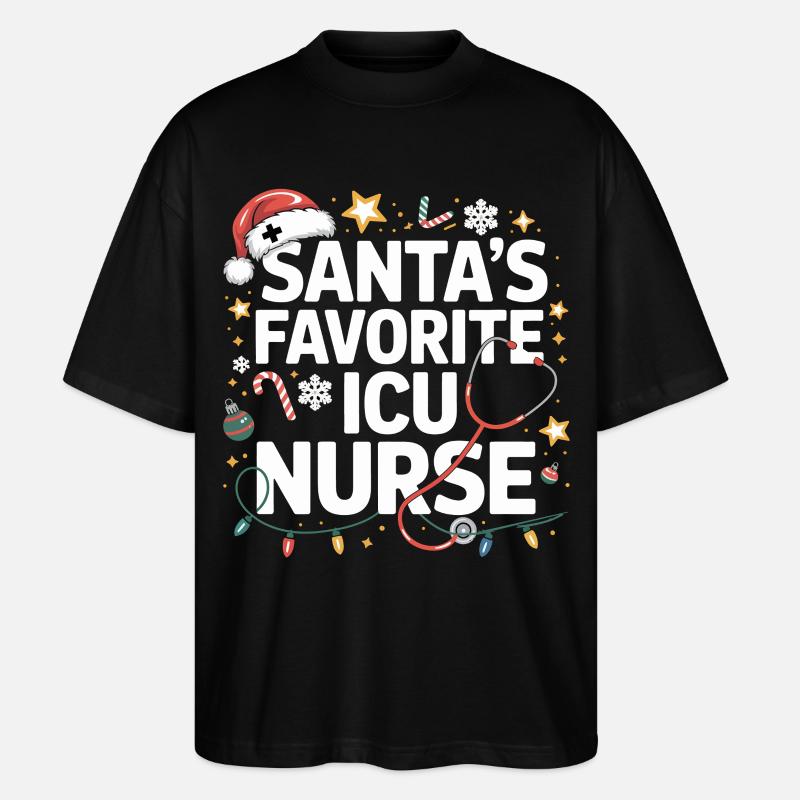 Santa ICU Pflegeheldin - Stanley/Stella Oversized Unisex Bio T-Shirt Blaster 2.0 - Schwarz