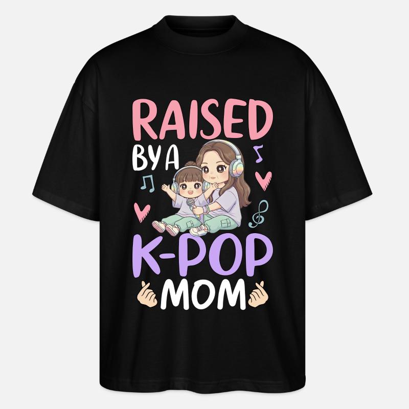 Raised By A K-Pop Mom - Stanley/Stella Oversized Unisex Organic T-shirt Blaster 2.0 - black