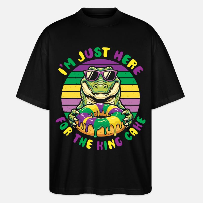 King Cake Mardi Gras Aligator - Stanley/Stella Oversized Unisex Bio T-Shirt Blaster 2.0 - Schwarz