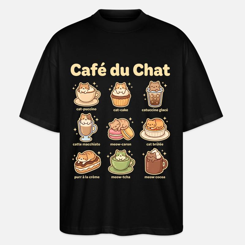 Café du Chat Cat Delight - T-shirt bio Blaster 2.0 coupe oversize Stanley/Stella Unisexe - noir