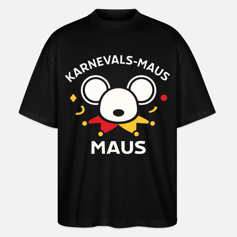 Karnevalsmaus Süßes Faschings-Motiv Geschenk - Stanley/Stella Oversized Unisex Bio T-Shirt Blaster 2.0 - Schwarz