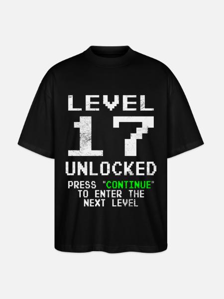 Level Unlocked Gamer Birthday 17 Years - Stanley/Stella Oversized Unisex Organic T-shirt Blaster 2.0 - black