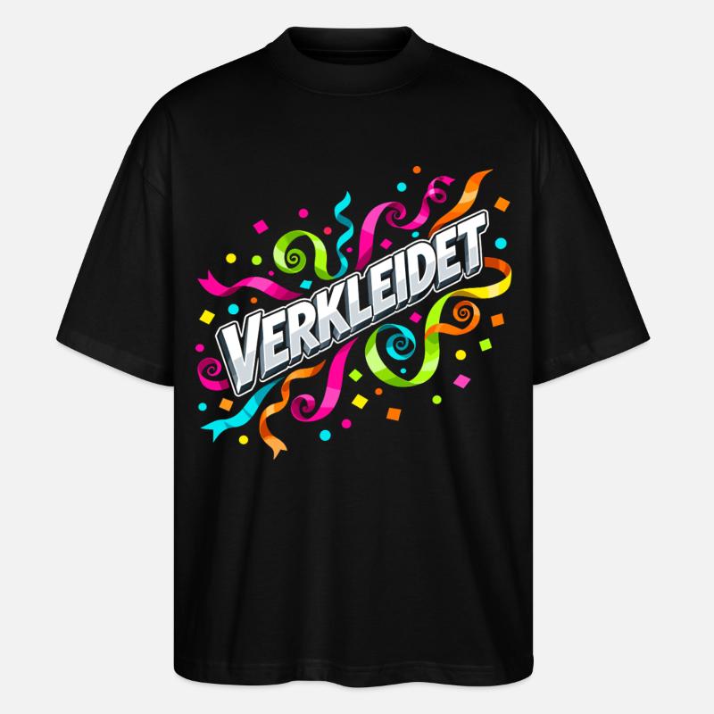 Verkleidet Konfetti Luftschlangen Karneval  - Stanley/Stella Oversized Unisex Bio T-Shirt Blaster 2.0 - Schwarz