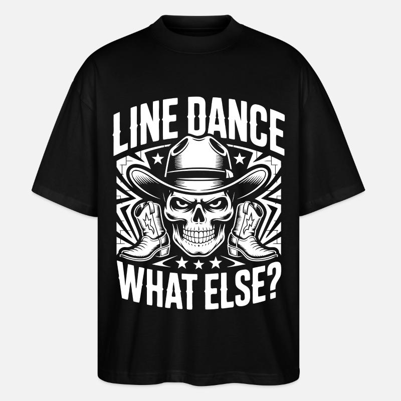 Line Dance Skull Cowboy - Stanley/Stella Oversized Unisex Bio T-Shirt Blaster 2.0 - Schwarz
