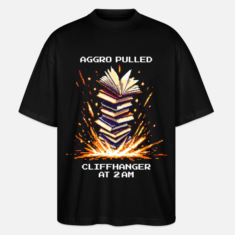 Aggro gezogen | Cliffhanger Lesen Nachteule - Stanley/Stella Oversized Unisex Bio T-Shirt Blaster 2.0 - Schwarz