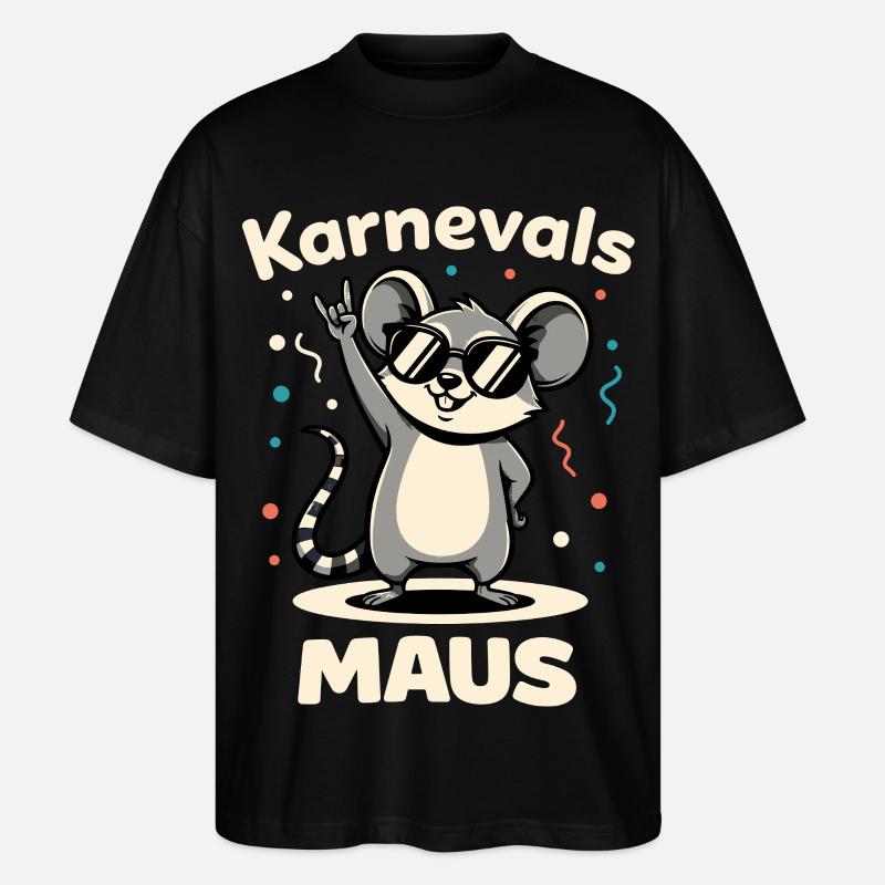 Karneval Rockmusik Karnevalsmaus Niedlich - Stanley/Stella Oversized Unisex Bio T-Shirt Blaster 2.0 - Schwarz